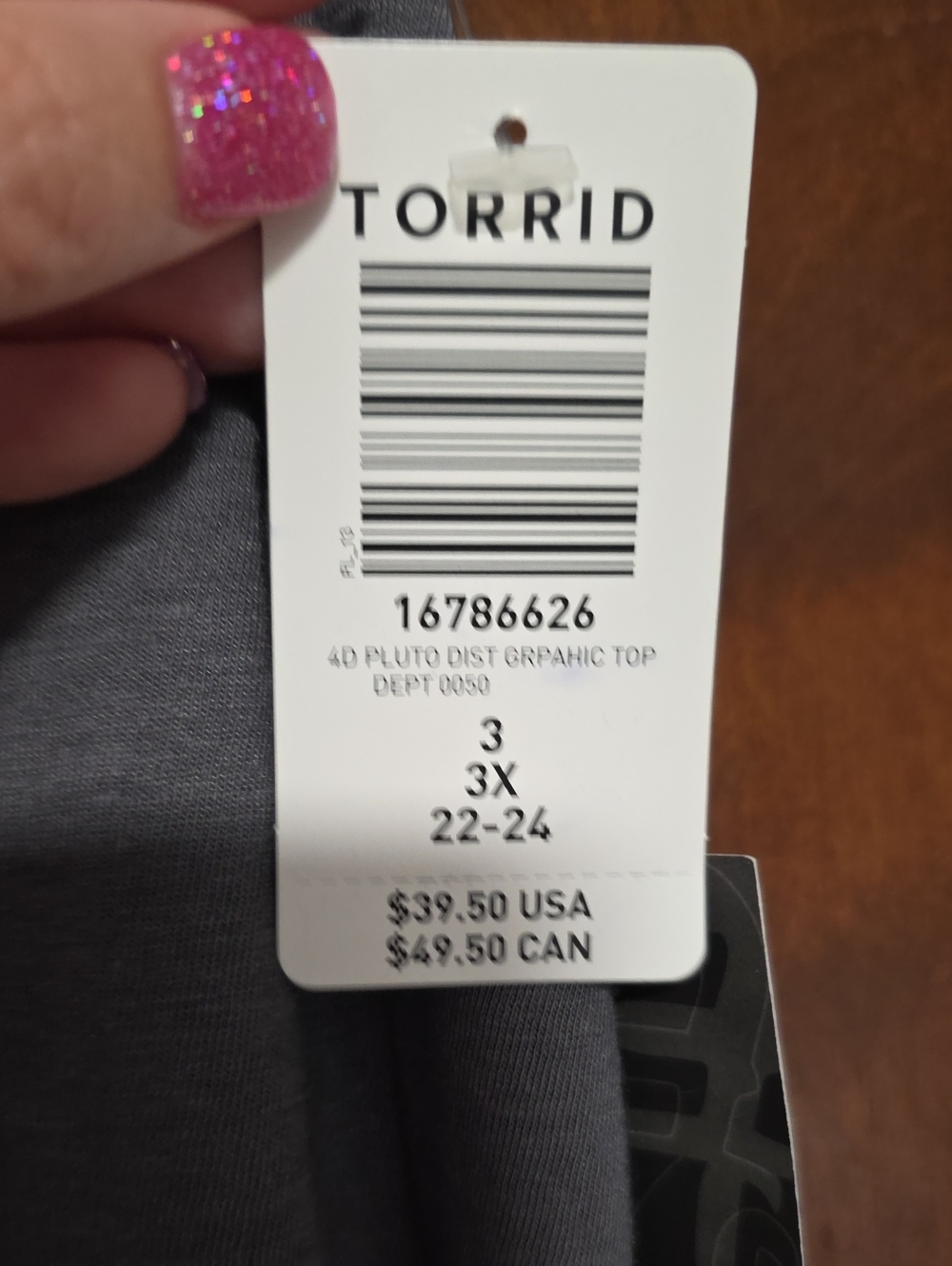 NWT Torrid Plus Size Gray Graphic Pluto Top - 3X Distressed Collar And Sleeves - Picture 3 of 3